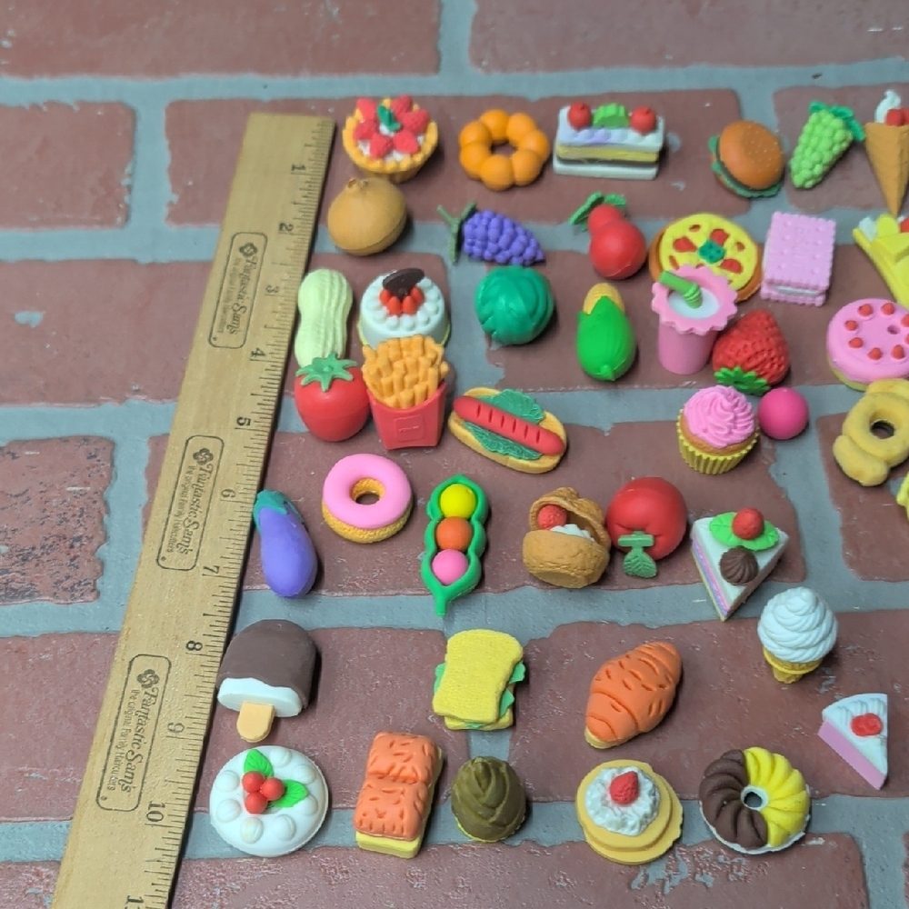 Assorted Colorful Mini Food Eraser Set for Kids Lot Of 48 - Picture 2 of 3